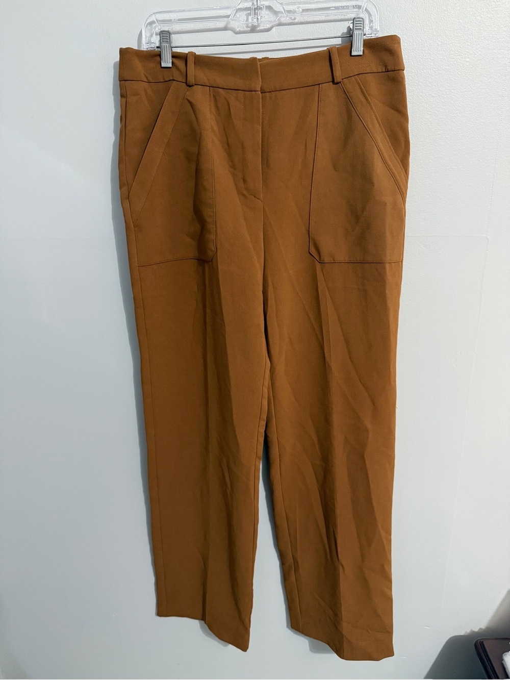 Mango MNG Pants Womens 10 Basics Wide Leg Caramel Office Work Corpcore